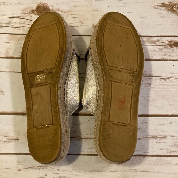 Free People Metallic Silver Tuscan Slip On Espadrille Sandals 41/10-10.5 - Picture 13 of 14